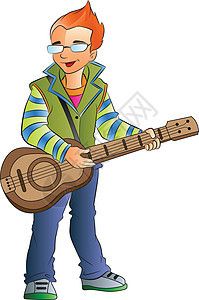 男吉他家 插图男性吉他手摇滚演员岩石玩家音乐家男人音乐绘画图片