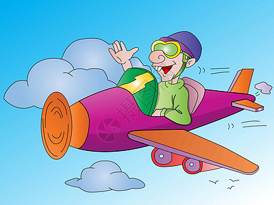 驾驶飞机插画的人男人运输航空海浪卡通片空军天空飞行飞行员父亲图片