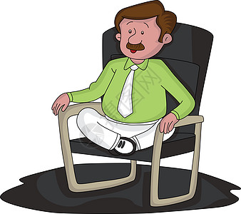 带着双腿在椅子上横穿的忧心勃勃的商务人士的矢量者图片