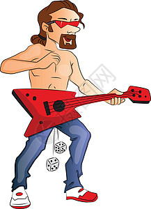 玩吉他不穿衣服男人的矢量器图片