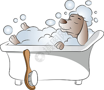 浴缸里的狗的矢量图片