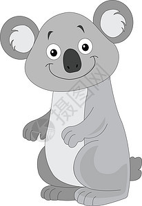 可爱的灰色考拉插画食草绘画婴儿动物园白色毛皮动物荒野耳朵微笑图片