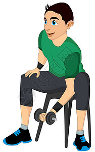 锻炼者举哑铃插画绘画娱乐男性运动员重量身体训练白色运动活力图片