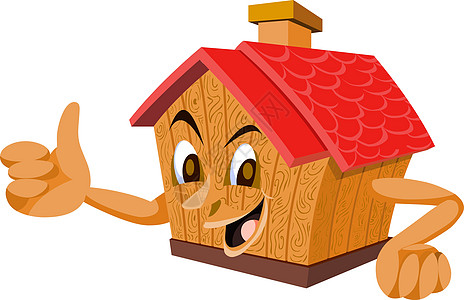 带有面孔的木屋 插图绘画房子生活手指白色木头住房绿色财产销售图片