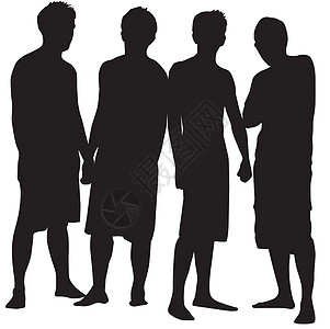 人物插图冒充友谊风暴白色姿势黑色团体男生会议朋友们图片