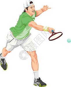 打球的网球手的矢量器图片