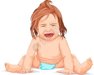 哭泣婴儿的矢量绘画脾气白色卡通片疼痛内衣鬼脸情感儿童孩子图片