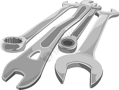 扳手矢量维修绘画管道手工具硬件白色金属钳工工业尺寸背景图片