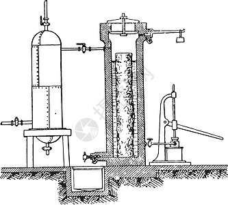 复古雕刻绘画管子古董艺术机械龙头蚀刻插图白色黑色图片