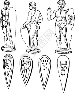 诺曼盾牌和西西里青铜器复古雕刻图片