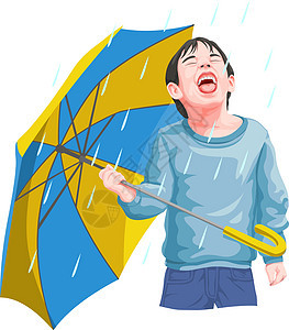 男孩享受降雨的载体图片