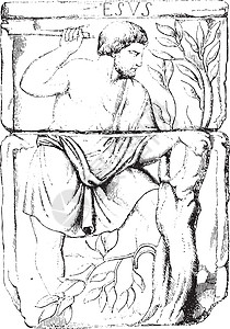 在第四圣坛上描述的数字 古代雕刻描写男人描绘绘画白色历史黑色古董艺术蚀刻图片