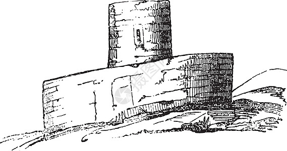 圣马洛城堡塔呈长方形复古 en图片