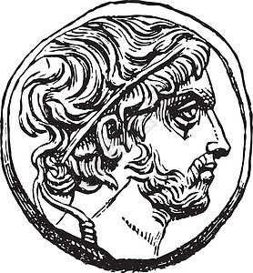 马其顿复古雕刻的菲利普五世勋章图片