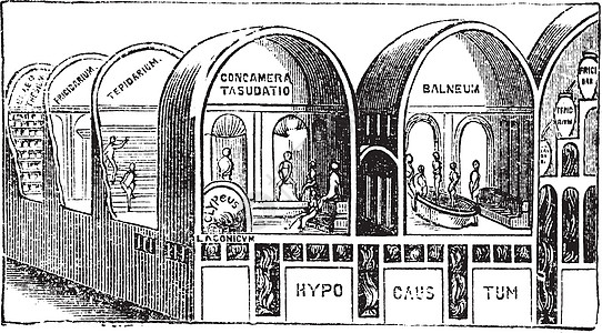 罗马的提图斯浴缸 意大利古典雕刻洞穴蚀刻雌雄土地打印同体民众绘画皇帝浴室图片