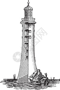 英国英格兰 联合王国 古典雕刻灯塔蚀刻插图旅行地标麻岩旅游建筑学古董边形图片