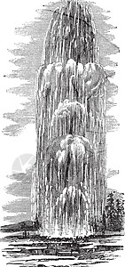 黄石公园美国古老的金特斯盖塞尔公园艺术品插图吸引力蚀刻国家旅游草图历史喷泉图片