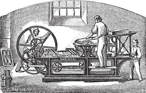 圣马力诺尼印刷出版社古典雕刻技术印刷历史墨水运作插图古董草图科学机器图片