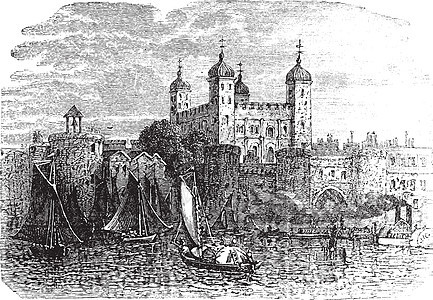伦敦塔或洛王陛下的皇宫和堡垒船舶吸引力城堡国家古董草图首都艺术纪念碑历史图片
