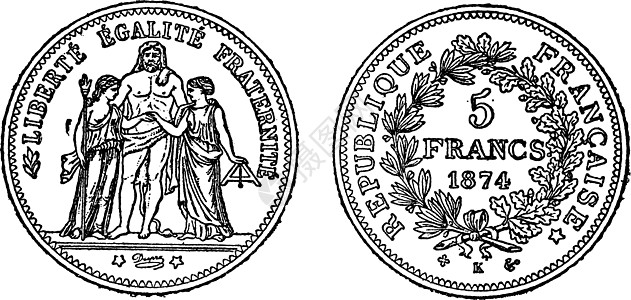 一块银币 5 法郎复古雕刻金融圆形古董白色硬币银行业经济蚀刻财富商业图片
