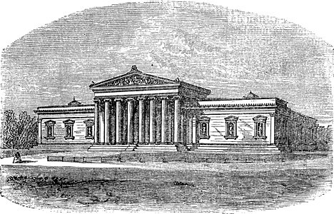 Glyptothek 博物馆慕尼黑德国复古雕刻旅游白色建筑学古董雕文馆绘画建筑艺术艺术品插图图片