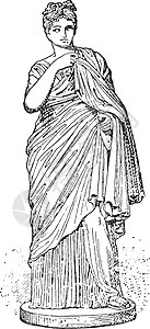 年轻的罗马女人复古雕刻图片