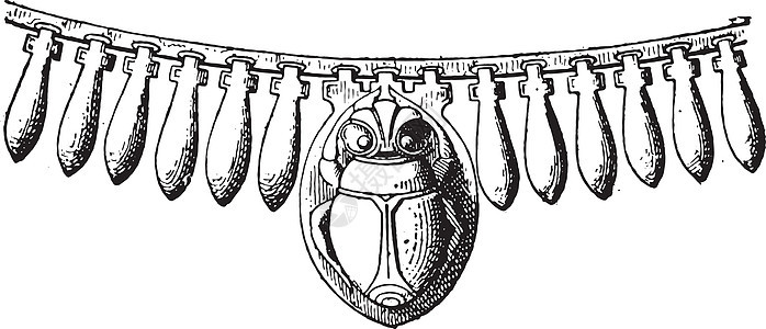 埃及项链复古雕刻中的圣甲虫图片