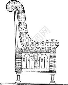 埃及椅子复古雕刻黑色框架白色古董蚀刻座位插图历史性艺术品历史图片