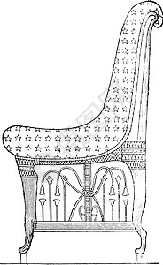 埃及扶手椅复古雕刻古董艺术框架插图座位家具白色蚀刻休息历史图片