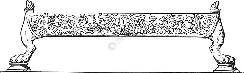 带雕刻复古雕刻的文胸古董艺术历史历史性动物绘画插图火盆乐器白色图片