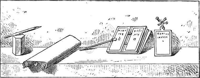 纸张和书写工具复古雕刻图片