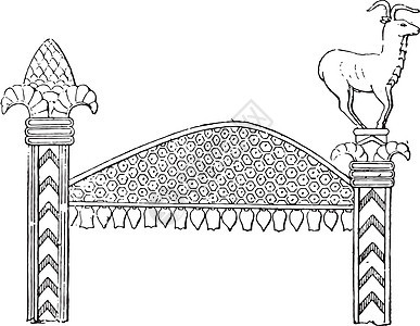 亚述饰品复古雕刻装饰品黑色艺术雕像塑像插图历史艺术品蚀刻历史性图片