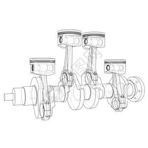 发动机活塞轮廓  3 的矢量渲染速度凸轮合金技术机械曲轴机器金属中风戒指图片