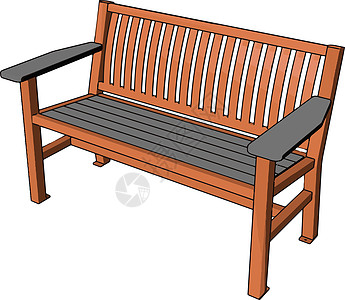 白色背景上的棕色休息绘画木头木板卡通片花园插图收藏长椅椅子图片