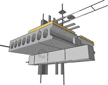 黄码头建筑 插图 白色背景的矢量景观旅行仓库天空建筑学城市海洋全景反射送货图片