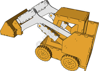 白色背景上的黄色挖掘机推土机地球拖拉机直升机工作男生力量玩具机器起重机背景图片