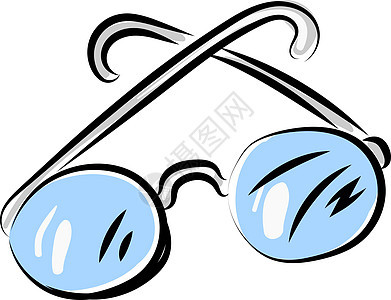 白色背景上的蓝色眼镜插图矢量黑色阴影黄色圆形商业橙子横幅互联网水晶网络图片