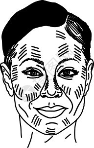 白色背景上的女人头像图解矢量头发发型卡通片涂鸦艺术品绘画草图黑色魅力插图图片