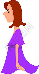白色背景上的紫色连衣裙插画矢量的女人图片