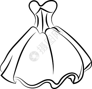 白色背景上的连衣裙绘图插图矢量女性草图头发裙子孩子卡片涂鸦黑色庆典衣服图片