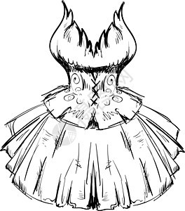 白色背景上的连衣裙绘图插图矢量黑色庆典绘画女士衣服孩子裙子头发草图艺术图片