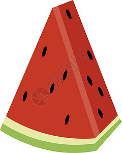 一块白色背景上的西瓜插画矢量种子浆果热带艺术卡通片墙纸绘画食物小吃水果图片