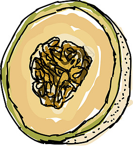 坎塔罗普片 插图 白色背景的矢量热带艺术水果小吃市场橙子种子营养绘画西瓜图片