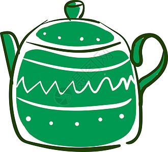 白色背景上的绿茶壶插画矢量饮料茶碗植物柠檬绘画艺术杯子草图厨房插图图片