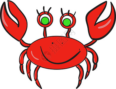 白色背景上的红色食物卡通片龙虾螃蟹餐厅动物甲壳绘画海洋海滩图片