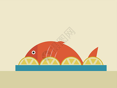 有柠檬的鱼 插图 白底矢量食物海鲜蓝色动物旅行海洋钓鱼游泳热带绘画图片