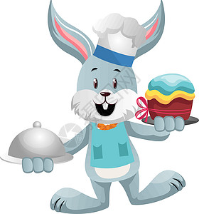 兔子烹饪 插图 白背景的矢量背景图片