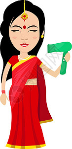 印度妇女用吹发机 插图 白色背面的矢量图片