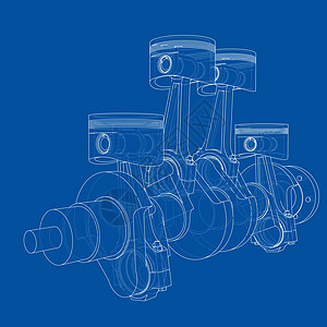 发动机活塞轮廓  3 的矢量渲染力量速度工具圆柱运输机械草图生产加工插图图片
