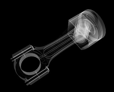 活塞式 X 射线测针发动机活力工程x射线3d燃烧机械汽车插图黑色图片